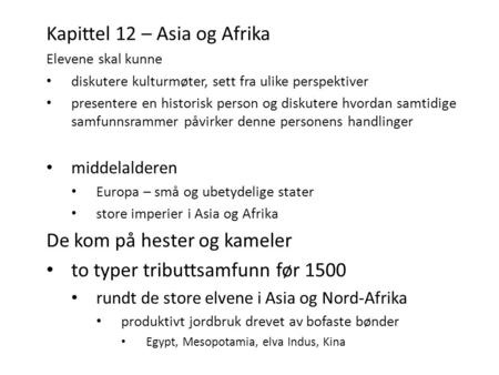 Kapittel 12 – Asia og Afrika