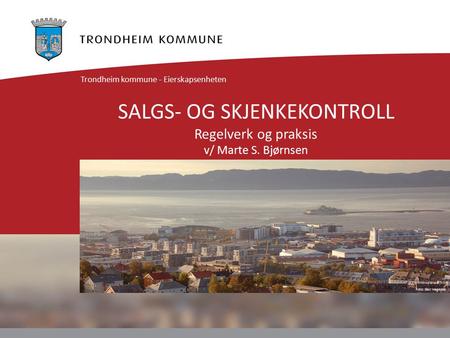 SALGS- OG SKJENKEKONTROLL Regelverk og praksis v/ Marte S. Bjørnsen