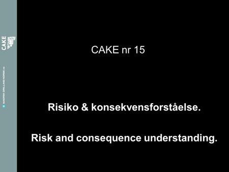 Risiko & konsekvensforståelse. CAKE nr 15 Risk and consequence understanding.