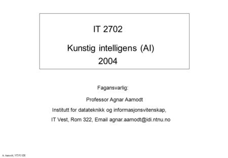 Kunstig intelligens (AI) 2004