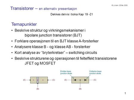 Transistorer – en alternativ presentasjon