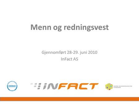 Menn og redningsvest Gjennomført 28-29. juni 2010 InFact AS.
