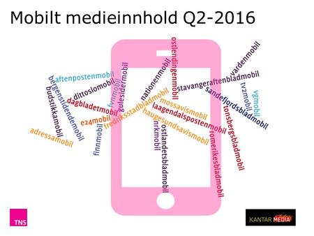 Mobilt medieinnhold Q2-2016 © TNS Forbruker & Media Q2-2016 Mobilt medieinnhold Q2-2016.