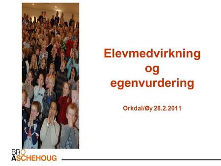 Elevmedvirkning og egenvurdering Orkdal/Øy 28.2.2011.