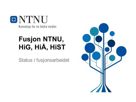 Fusjon NTNU, HiG, HiÅ, HiST Status i fusjonsarbeidet.