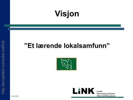 LINK Lokale informasjonsnettverk i Numedal/Kongsberg Mai 2001 Visjon ”Et lærende lokalsamfunn”