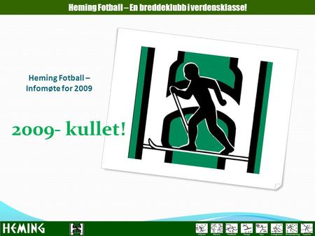 Heming Fotball – Infomøte for 2009 Heming Fotball – En breddeklubb i verdensklasse! 2009- kullet!