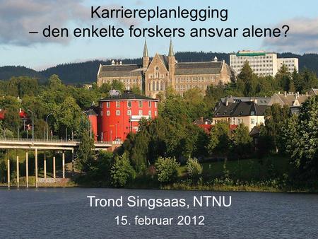 Karriereplanlegging – den enkelte forskers ansvar alene? Trond Singsaas, NTNU 15. februar 2012.