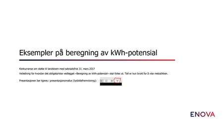 Eksempler på beregning av kWh-potensial