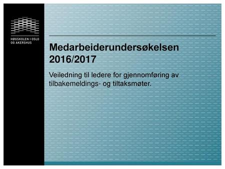 Medarbeiderundersøkelsen 2016/2017