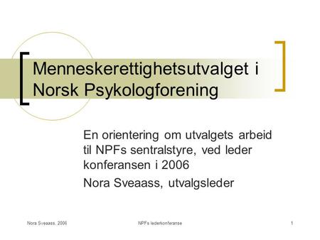 Menneskerettighetsutvalget i Norsk Psykologforening