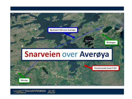Snarveien over Averøya ○ Kortere reisetid ○ Bedre sikkerhet ○ Sterkere region ○ ○ Separerer lokaltrafikk og gjennomgangstrafikk ○ ○ Gir ekstra vekstimpuls.