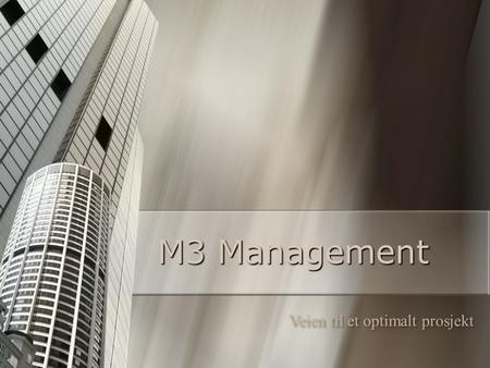 M3 Management Veien til et optimalt prosjekt.