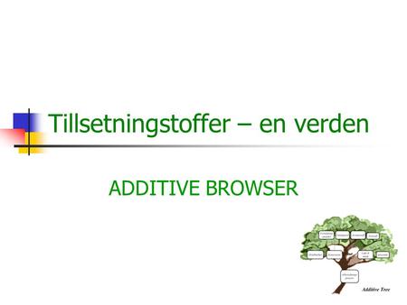 Tillsetningstoffer – en verden ADDITIVE BROWSER. Aims of the project  Why did we choose this project ?  What kind of ideas we had ?  What did we want.