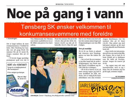 Tønsberg SK ønsker velkommen til konkurransesvømmere med foreldre