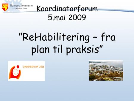 Koordinatorforum 5.mai 2009 ”ReHabilitering – fra plan til praksis”