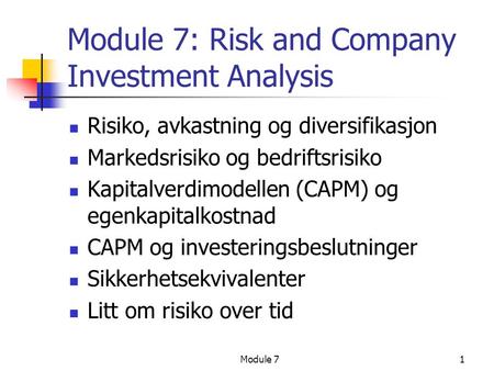 Module 7: Risk and Company Investment Analysis