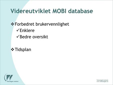 Videreutviklet MOBI database