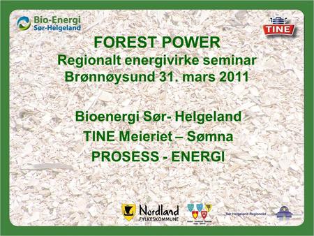 FOREST POWER Regionalt energivirke seminar Brønnøysund 31. mars 2011