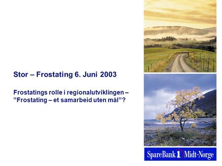 Stor – Frostating 6. Juni 2003 Frostatings rolle i regionalutviklingen – ”Frostating – et samarbeid uten mål”?