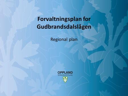 Mulighetenes Oppland Forvaltningsplan for Gudbrandsdalslågen Regional plan.