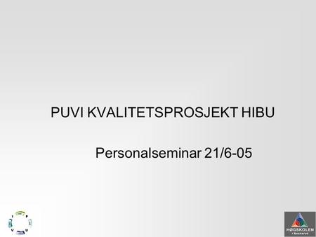 PUVI KVALITETSPROSJEKT HIBU Personalseminar 21/6-05.
