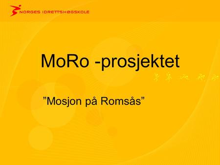 MoRo -prosjektet ”Mosjon på Romsås”.