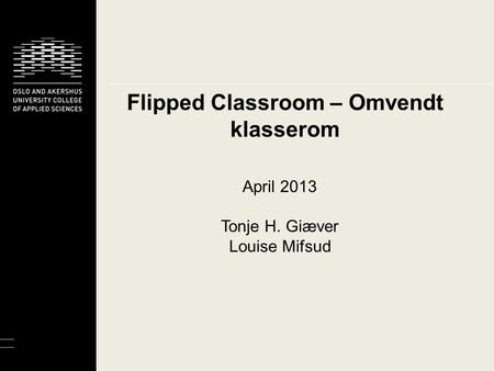 Flipped Classroom – Omvendt klasserom