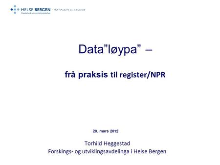 Data”løypa” – frå praksis til register/NPR