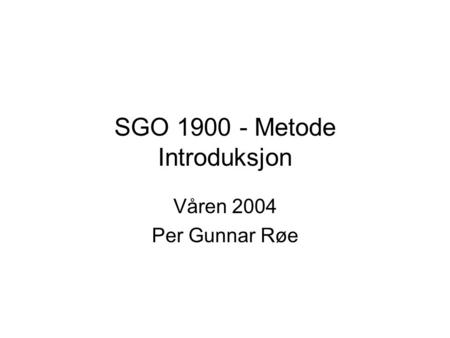 SGO Metode Introduksjon