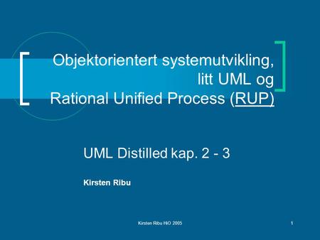 UML Distilled kap Kirsten Ribu