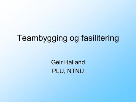 Teambygging og fasilitering