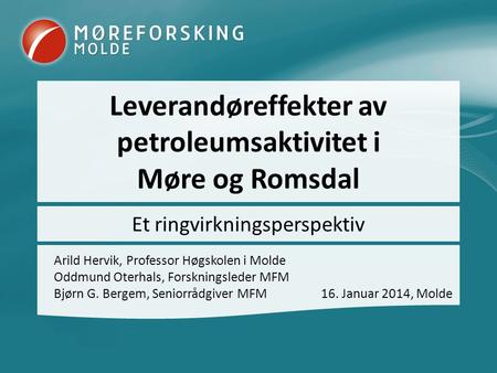 Leverandøreffekter av petroleumsaktivitet i Møre og Romsdal