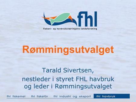 Rømmingsutvalget Tarald Sivertsen, nestleder i styret FHL havbruk og leder i Rømmingsutvalget.