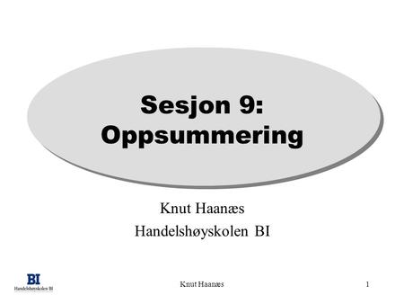 Sesjon 9: Oppsummering Knut Haanæs Handelshøyskolen BI Knut Haanæs.