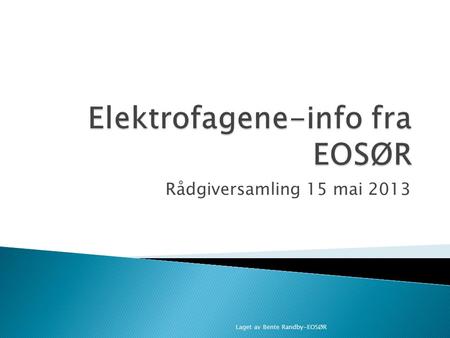 Elektrofagene-info fra EOSØR
