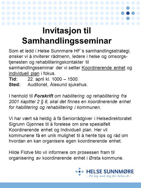 Invitasjon til Samhandlingsseminar