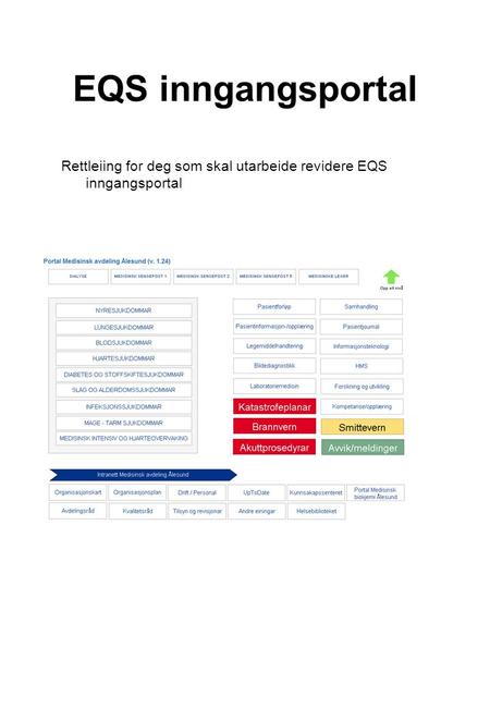 EQS inngangsportal Rettleiing for deg som skal utarbeide revidere EQS inngangsportal.
