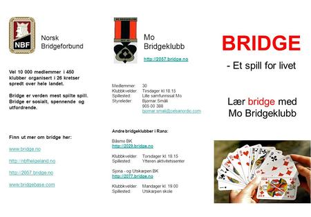 Lær bridge med Mo Bridgeklubb