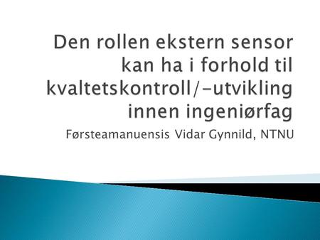 Førsteamanuensis Vidar Gynnild, NTNU