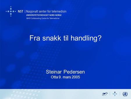 Fra snakk til handling? Steinar Pedersen Otta 9. mars 2005.