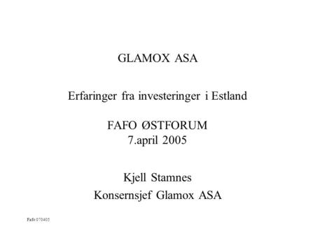 Kjell Stamnes Konsernsjef Glamox ASA
