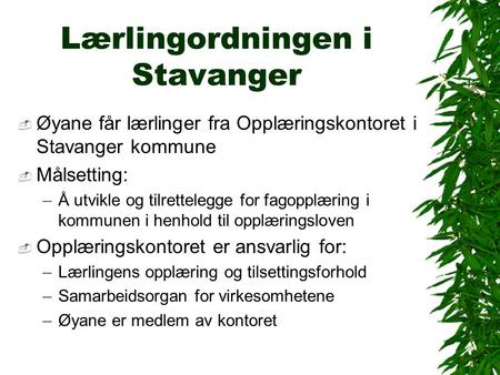 Lærlingordningen i Stavanger