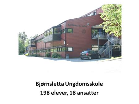 Bjørnsletta Ungdomsskole 198 elever, 18 ansatter.