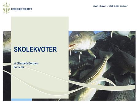 Livet i havet – vårt felles ansvar SKOLEKVOTER v/ Elisabeth Borthen 04.12.06.