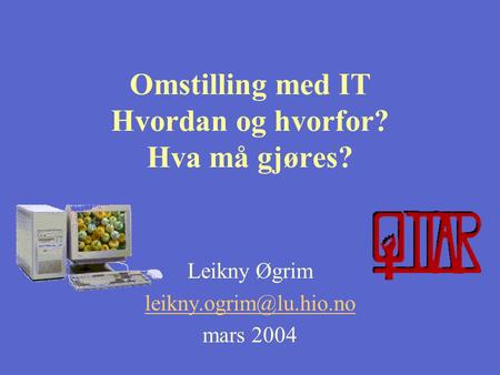 Omstilling med IT Hvordan og hvorfor? Hva må gjøres? Leikny Øgrim mars 2004.
