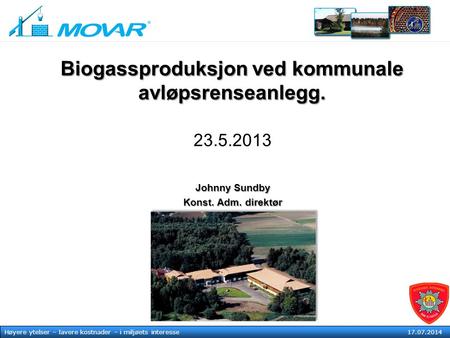Biogassproduksjon ved kommunale avløpsrenseanlegg.
