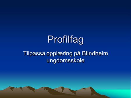 Profilfag Tilpassa opplæring på Blindheim ungdomsskole.