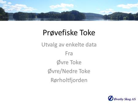 Utvalg av enkelte data Fra Øvre Toke Øvre/Nedre Toke Rørholtfjorden