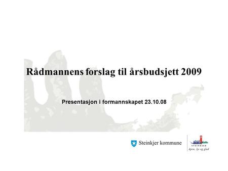 Rådmannens forslag til årsbudsjett 2009 Presentasjon i formannskapet 23.10.08.
